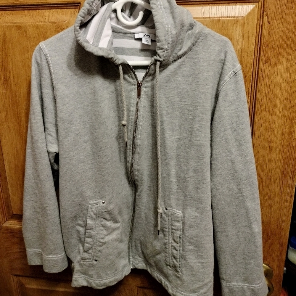 Anne Klein 2X Sport grey colored zipper jacket hoodie